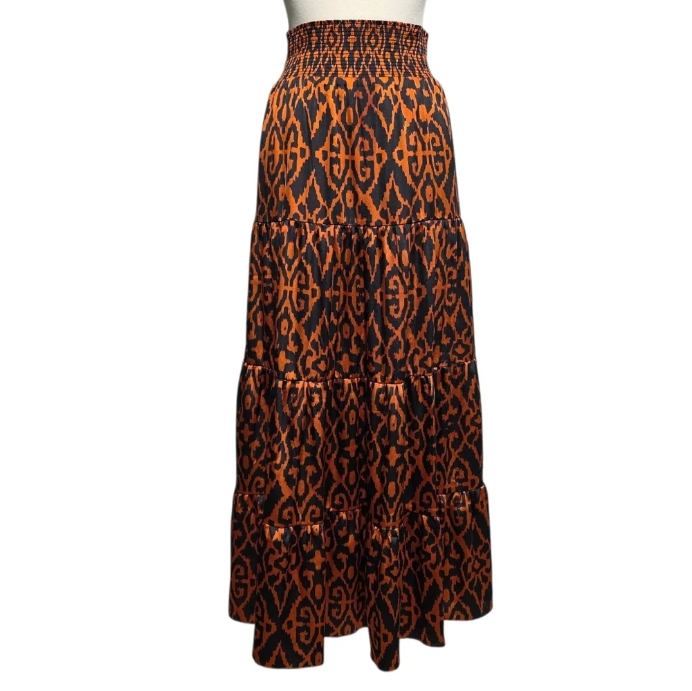 CHICO'S SATIN IKAT 2 PIECE SKIRT SET SZ 2(US12)